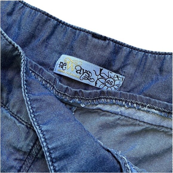 Neways Palazzo Pants Flowy Lyocell Extra Wide Leg Blue with Pockets - Picture 2 of 6